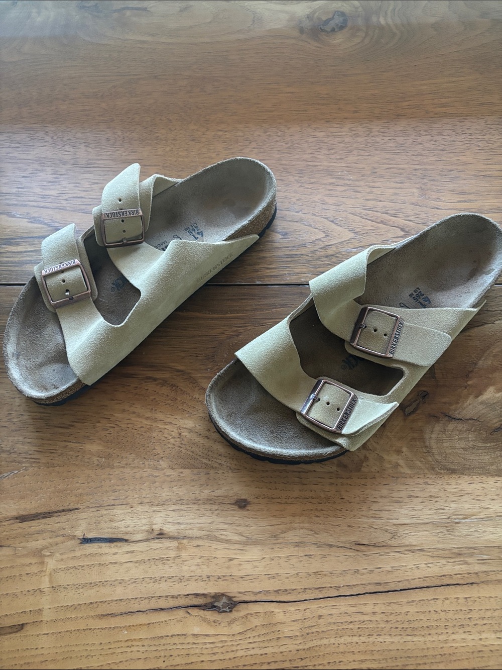 Birkenstock Arizona Two-Strap Suede Sandals - Tan
